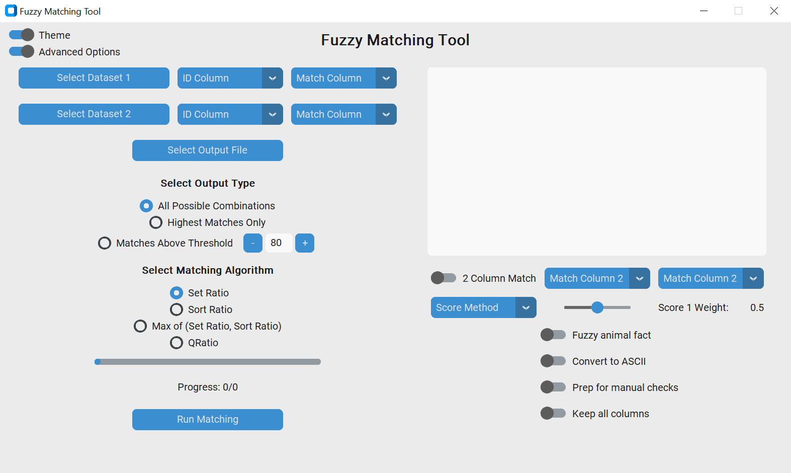 Fuzzy Matching Dark Theme